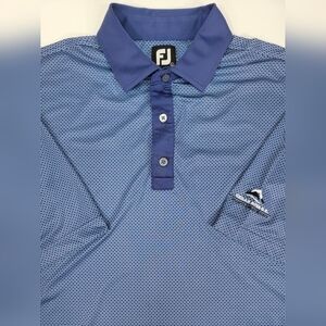 FootJoy FJ Cedar River Golf Club Polo Shirt Mens Large Blue Checkered Stretch